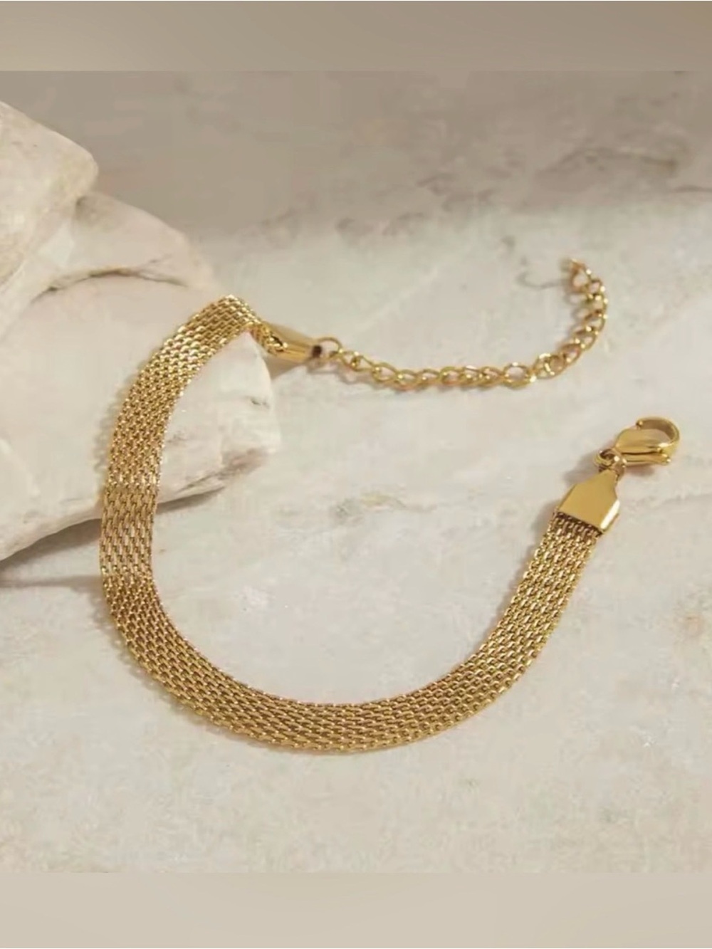 Gold Mesh Chain Bracelet-Elegant Jewelry - Picture 3 of 7